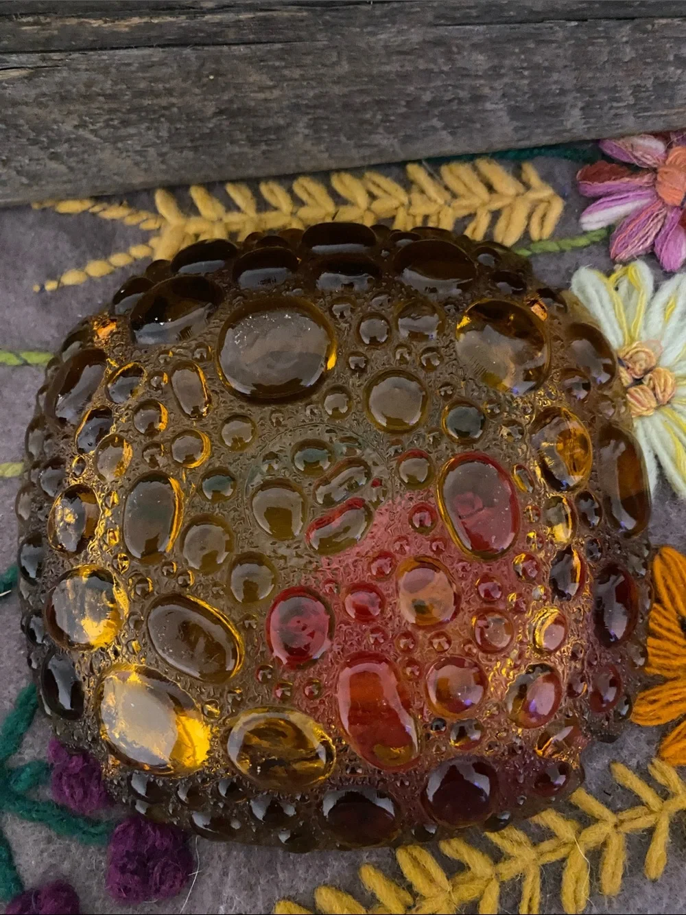 Amber Bubble Glass Ashtray - Home Accents